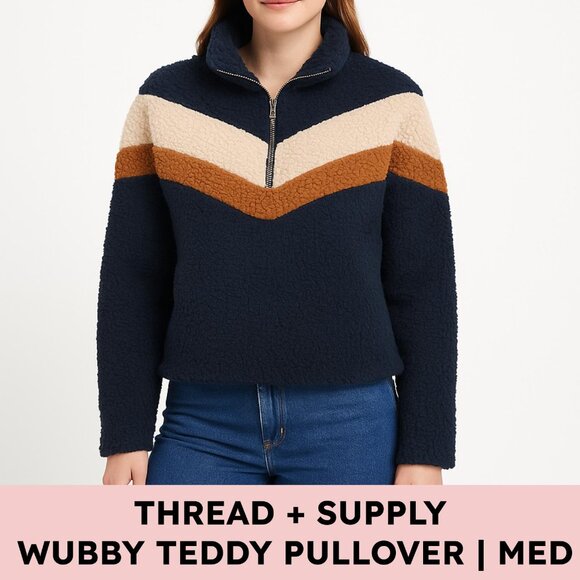 Thread & Supply Jackets & Blazers - Thread & Supply Wubby Sherpa Pullover Chevron Colorblock Cozy Après-Ski Size M